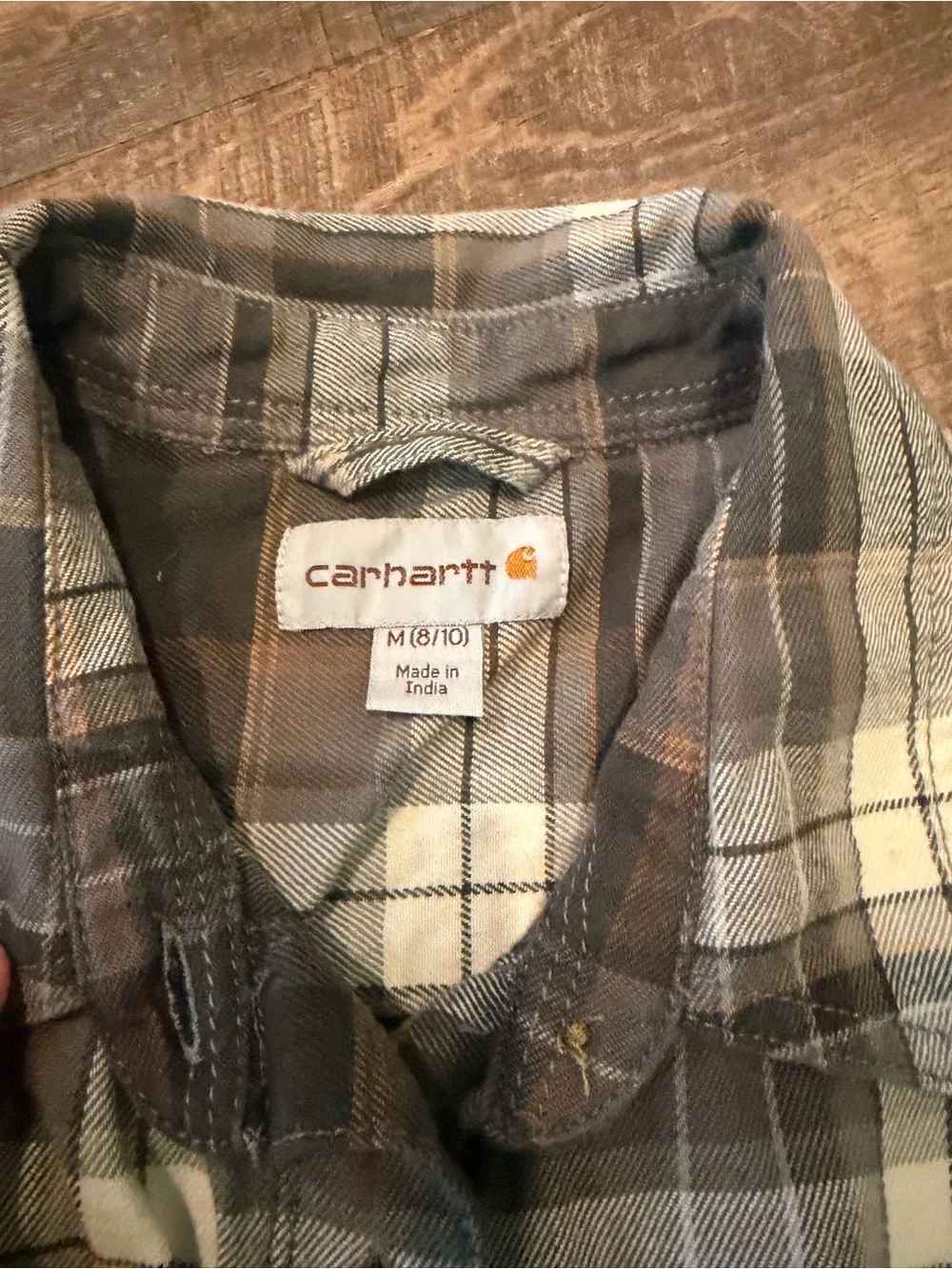 Carhartt Men's Plaid Button-Down Shirt in Brown, Gray & Cream